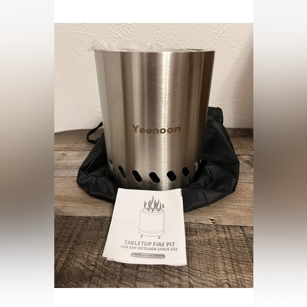 NWOB Yeenoon Mini Fire Pit Table Top Smokeless Stove Uses Pellets or Wood